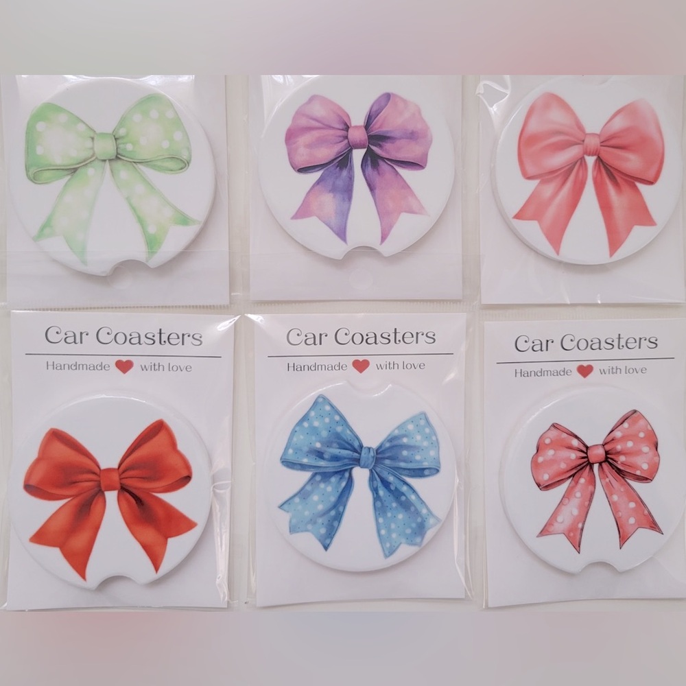 NWT Handmade Ceramic Coaster - Red Bow - Picture 4 of 4